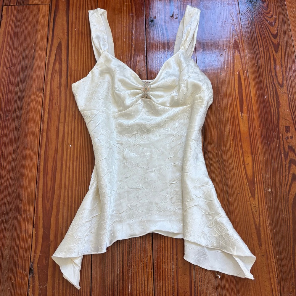 VTG I.N. San Francisco Ivory Satin Cami Tank Top L Fairy Grunge 90s Y2K